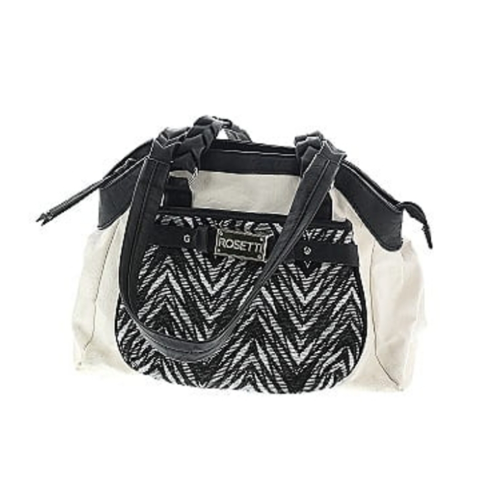 Rosetti Handbag zip top White Black Zebra Print *call Outs